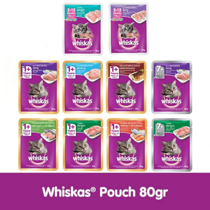 whiskas pouch shacet all varian adult tunior 85gr