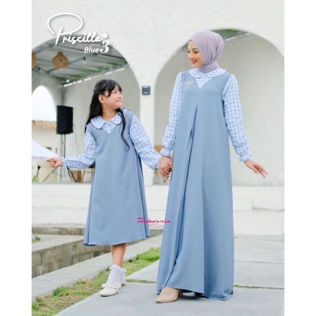 Sudah Pesanan‼️Gamis Couple Mom and Kids (0-10T) Priscilla Dress 3 Couple Ibu dan Anak Perempuan Set