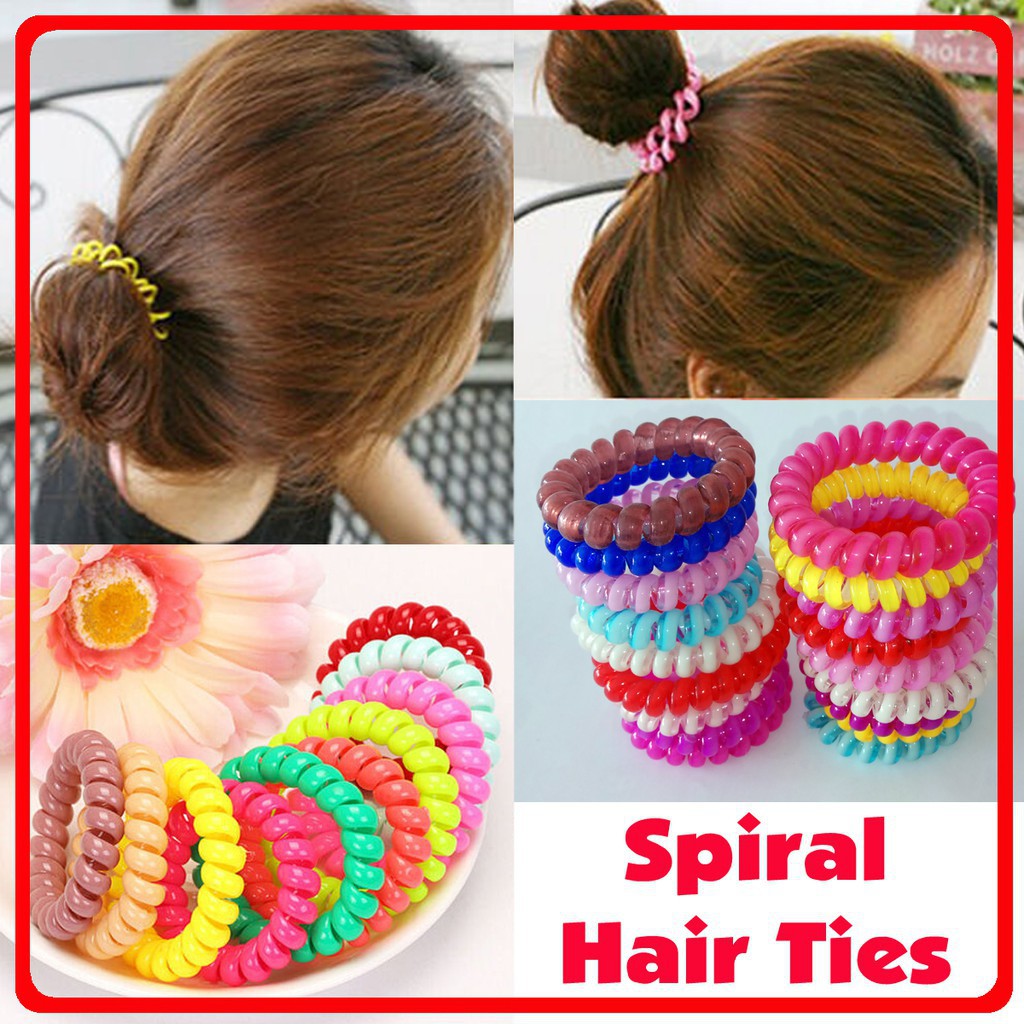 3Pcs Ikat Rambut Elastis Karet Bentuk Spiral Karet Rambut Cewek Kabel Tebal Murah Ukuran 5cm