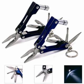 Tang Senter pembuka botol gantungan kunci 9in1 multifungsi