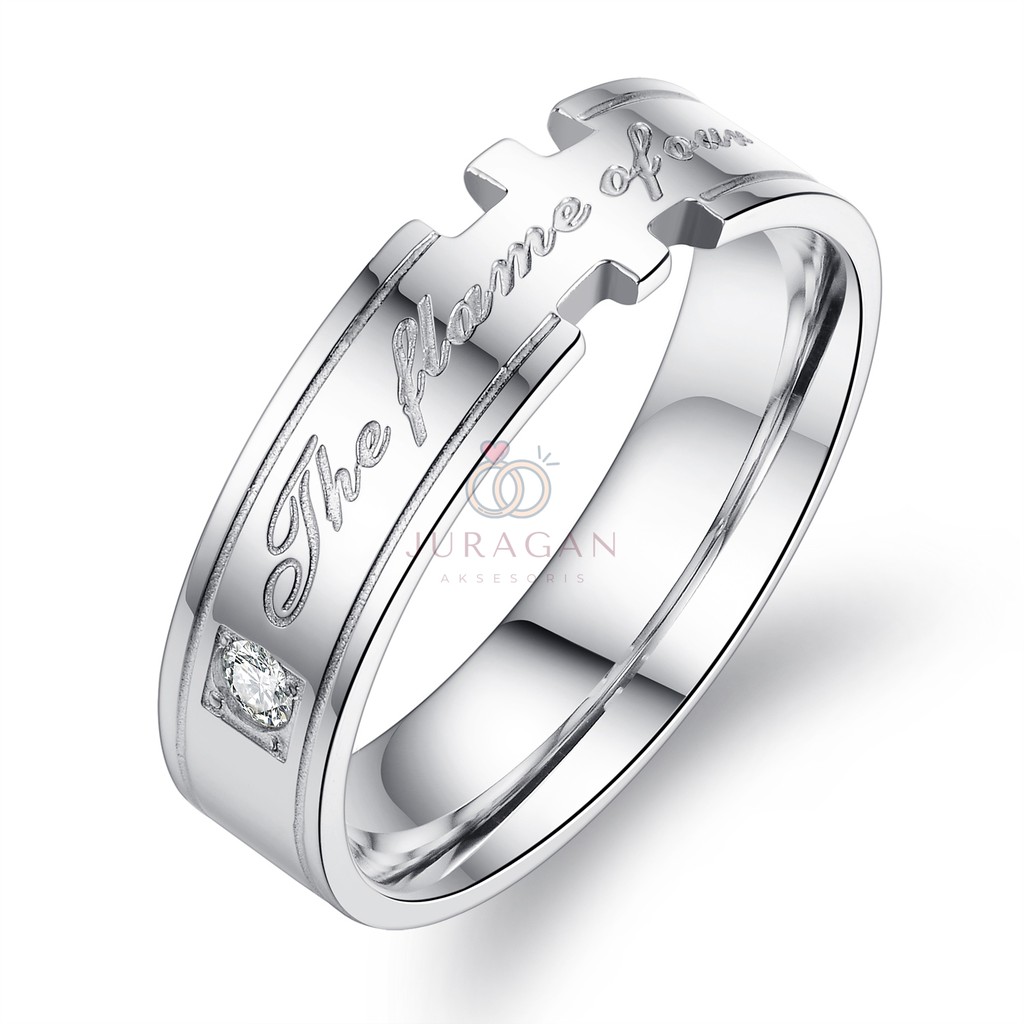 [HIGH QUALITY] Cincin Couple BUCIN R53 Titanium Ukir Nama + Box Cincin Beludru + BONUS Gelang Couple