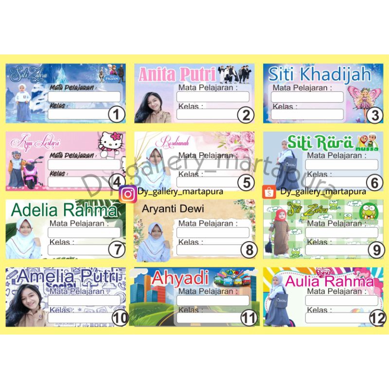 

ISI 20 LEMBAR STIKER LABEL MATA PELAJARAN UNTUK ANAK SEKOLAH CUSTOM FOTO ( MAPEL )