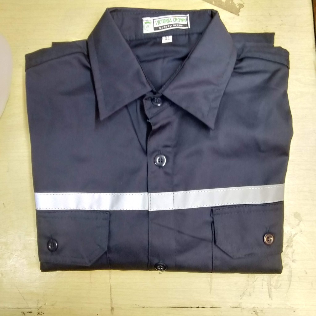 Kemeja Kerja Safety Proyek Lengan Panjang Biru Tua /Dongker /Navy /Baju Sefty Atasan Kerja Lapangan