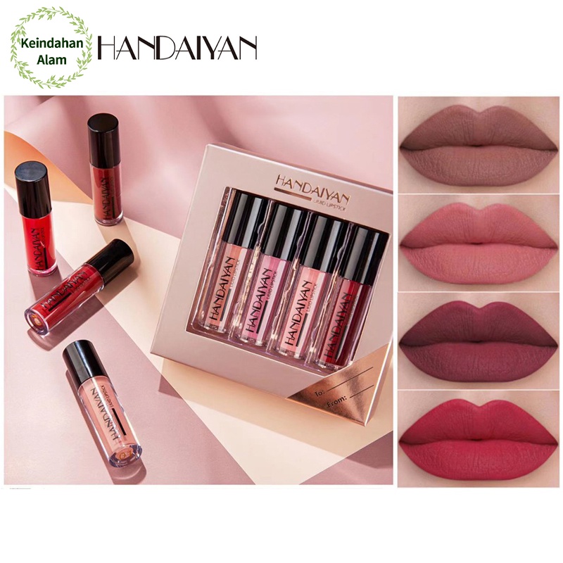 HANDAIYAN Matte Lip Gloss Liquid lipstick Long Lasting Waterproof Moisturizing Make Up Kit Lady Gift 4 Colors/Set