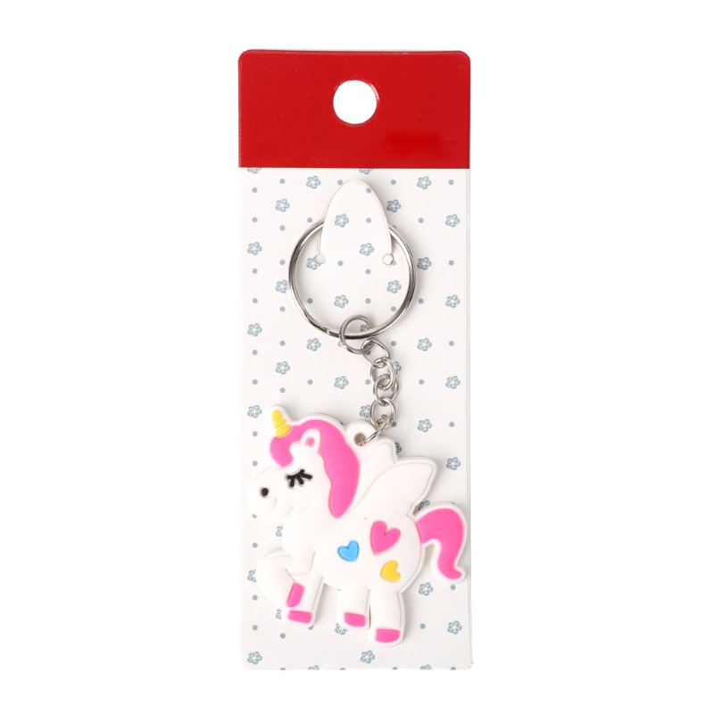 SIY  PVC Rainbow Unicorn Keychain Women Bag Charm Key Ring Pendant Gifts