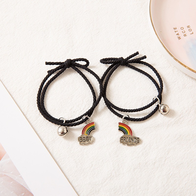 2pcs/Set Gelang Pelangi Gaya Korea Sahabat Gelang Persahabatan / Gelang Couple Pelangi