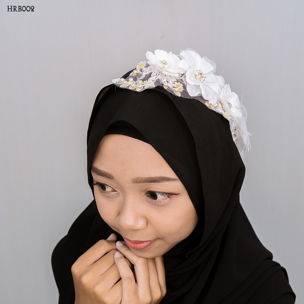 [BISA COD] HEADPIACE HIJAB PENGANTIN MODERN AKSESORIS BROKAT HRB002