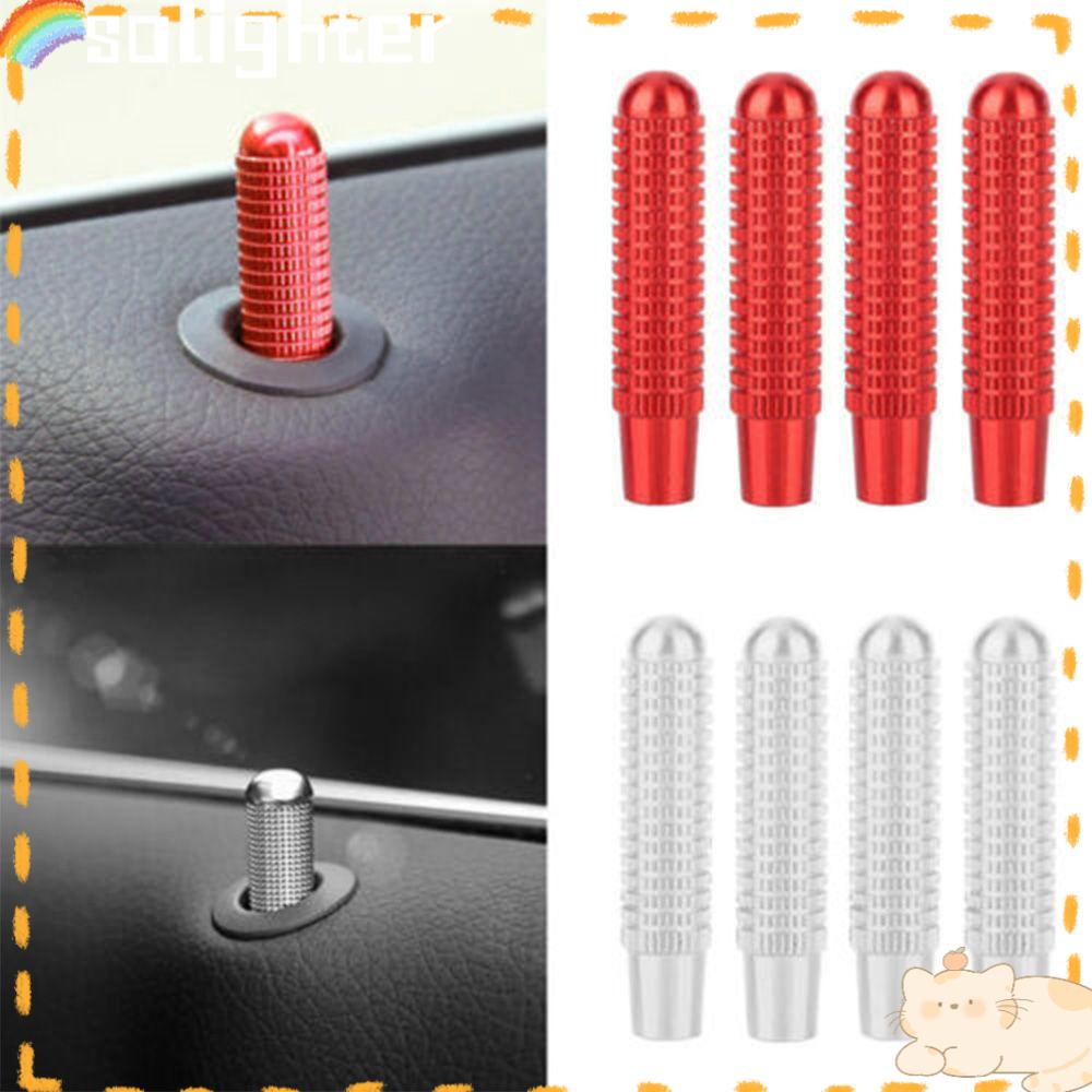 Solighter 4Pcs Knob Pin Pengunci Pintu Mobil Bahan Aluminum Alloy