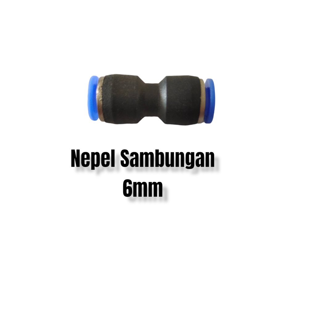 FITTING NEPEL ANGIN WARNA BIRU LURUS SELANG KE SELANG 6MM
