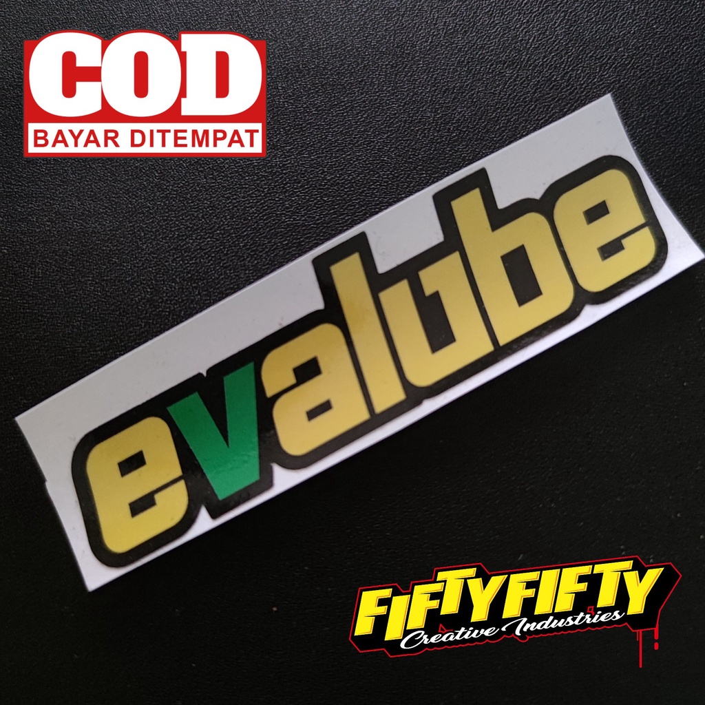 Stiker Print Cut EVALUBE Stiker Printing Laminasi Glossy Tahan Air Stiker Motor Mobil Helm Sudah Membentuk Pola Desain