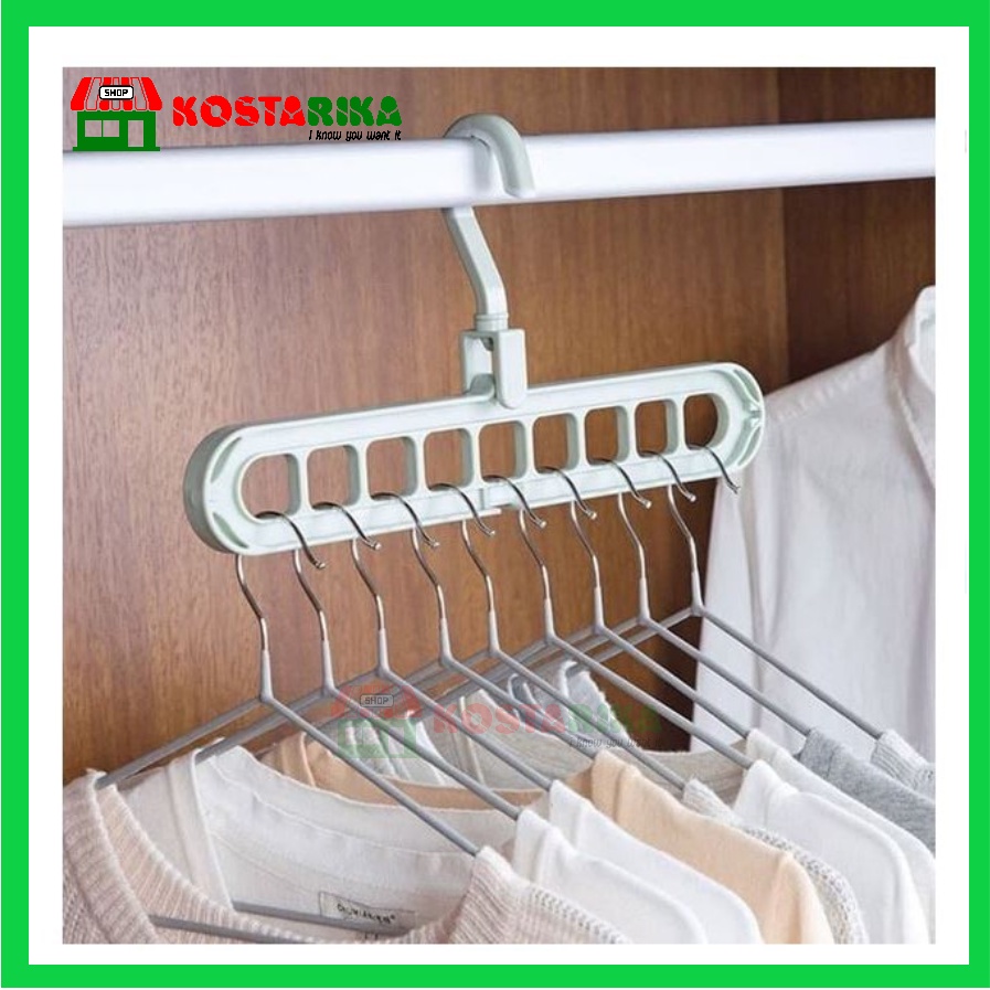 KOSTARIKA Gantungan Baju 9 lubang Atau Magic Hanger Instant 9 in 1 Gantungan Baju 9 in 1