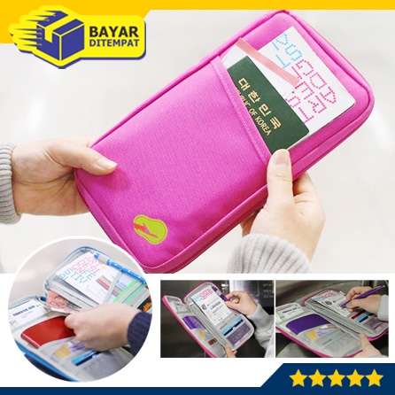 Dompet Paspor PANJANG (MG96) Karcis Tiket Uang Kartu Tas Dokumen Wisata Travel Passport Wallet Korean Travel Id Holder Pasport