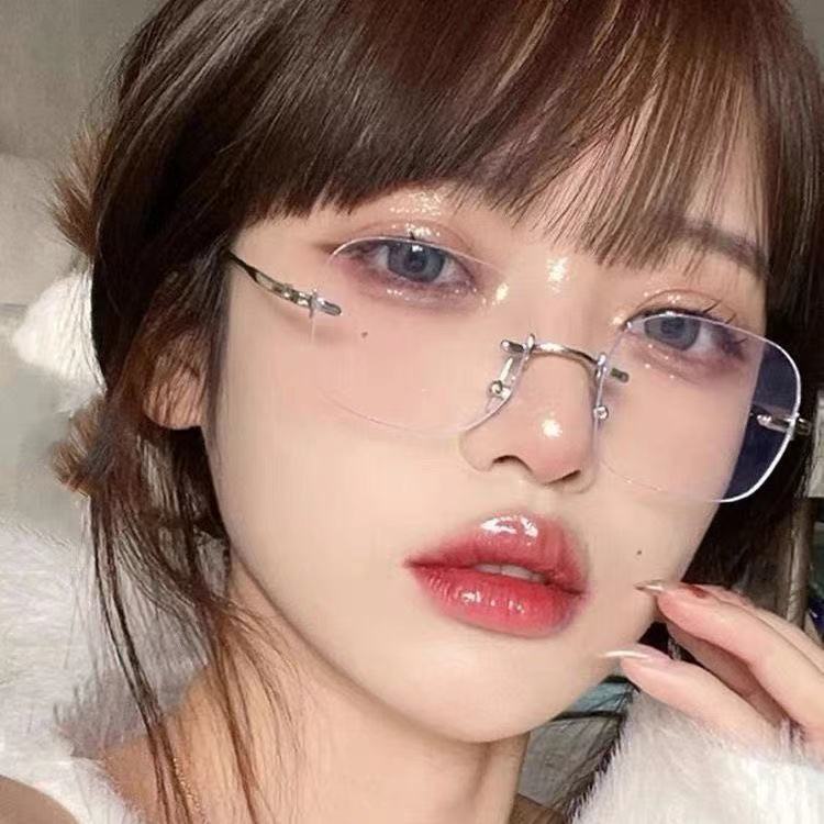 Kacamata Anti Radiasi Bentuk Kotak Tanpa Bingkai Untuk Wanita