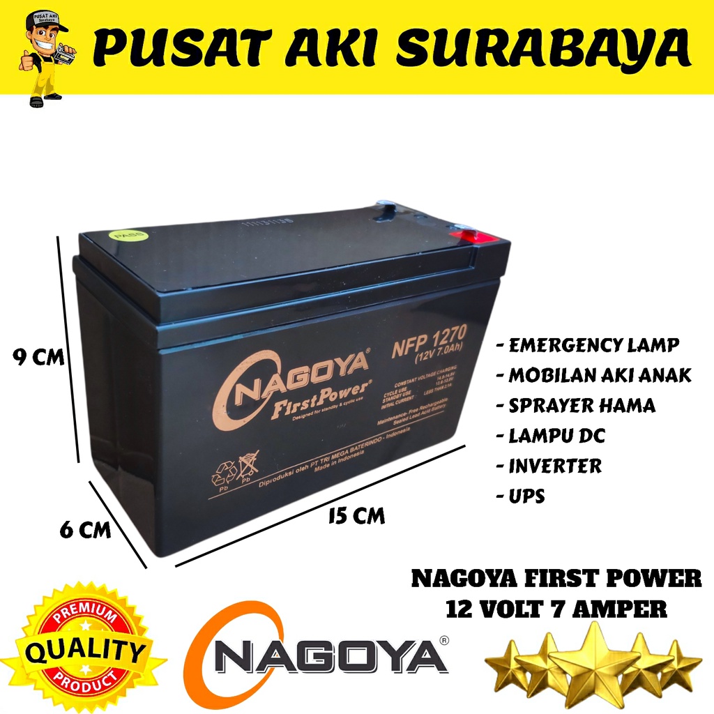 NAGOYA 12 VOLT 7 AMPER BATTERY SPRAYER HAMA BATERAI EMERGENCY LAMP 12V 7AH UPS INVERTER DC AC MOBILAN AKI ANAK RC PLIKO UNIKID YUKITA PMB