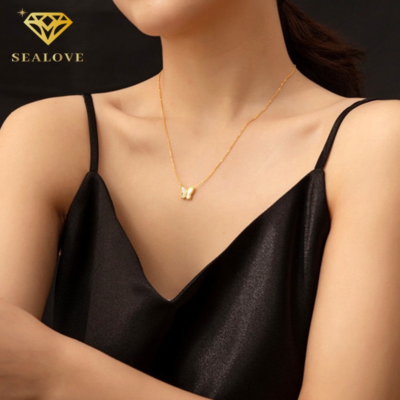 Kalung Kupu emas kalung titanium anti karat Liontin Wanita Aksesoris Fashion