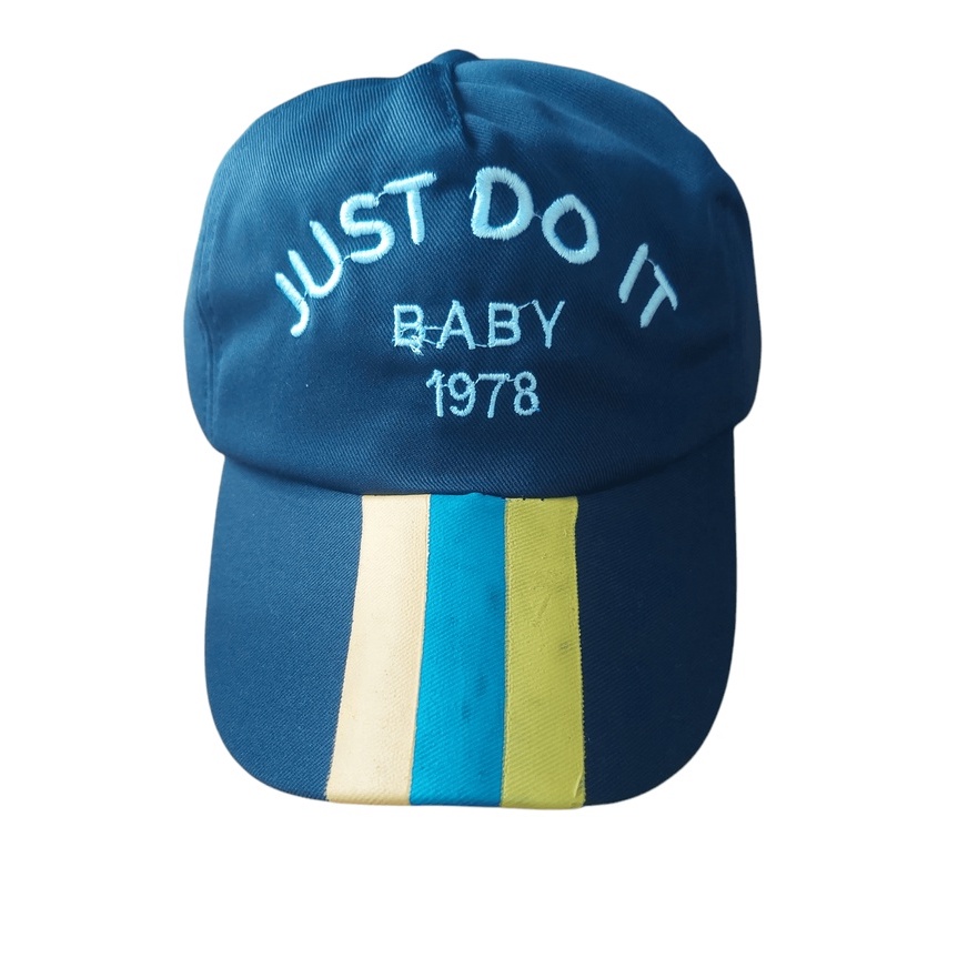 Topi Baseball Anak Bordir Lucky / Just Do It / Super Dino / Sunny Day Usia 2-10 Tahun Laki Perempuan Imut Lucu Kualitas Premium-Topi Just Do It Navy