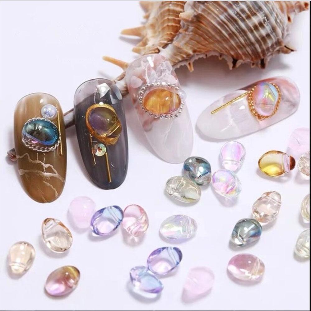 Mxbeauty Aurora Batu Kristal Glitter 10pcs Alat Manikur Fashion Permata Tidak Teratur Perhiasan Mengkilap