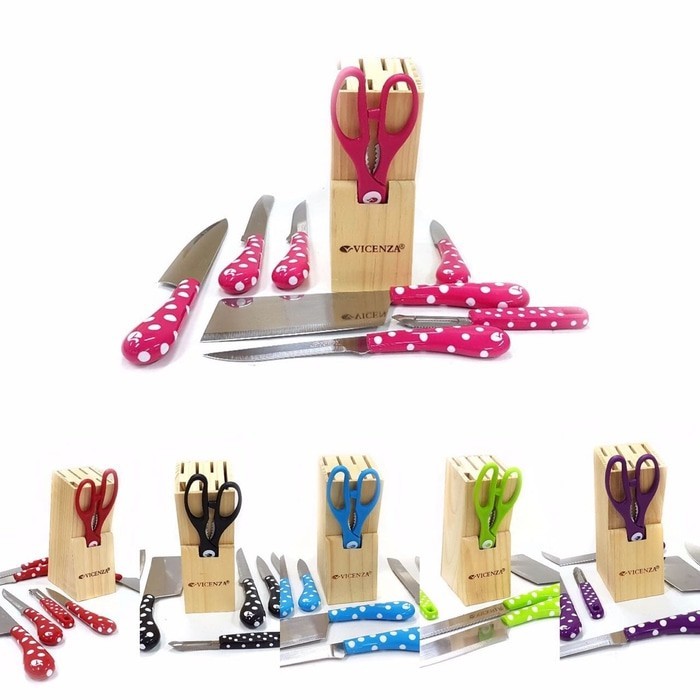 Pisau Set Vicenza V918KP / Pisau Dapur Set Polkadot Vicenza V 918KP