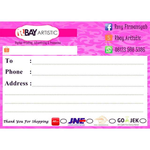

Kartu Pengiriman Olshop