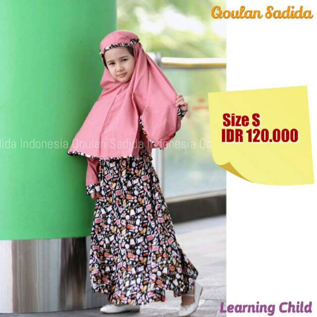 Gamis Anak hitam pink
