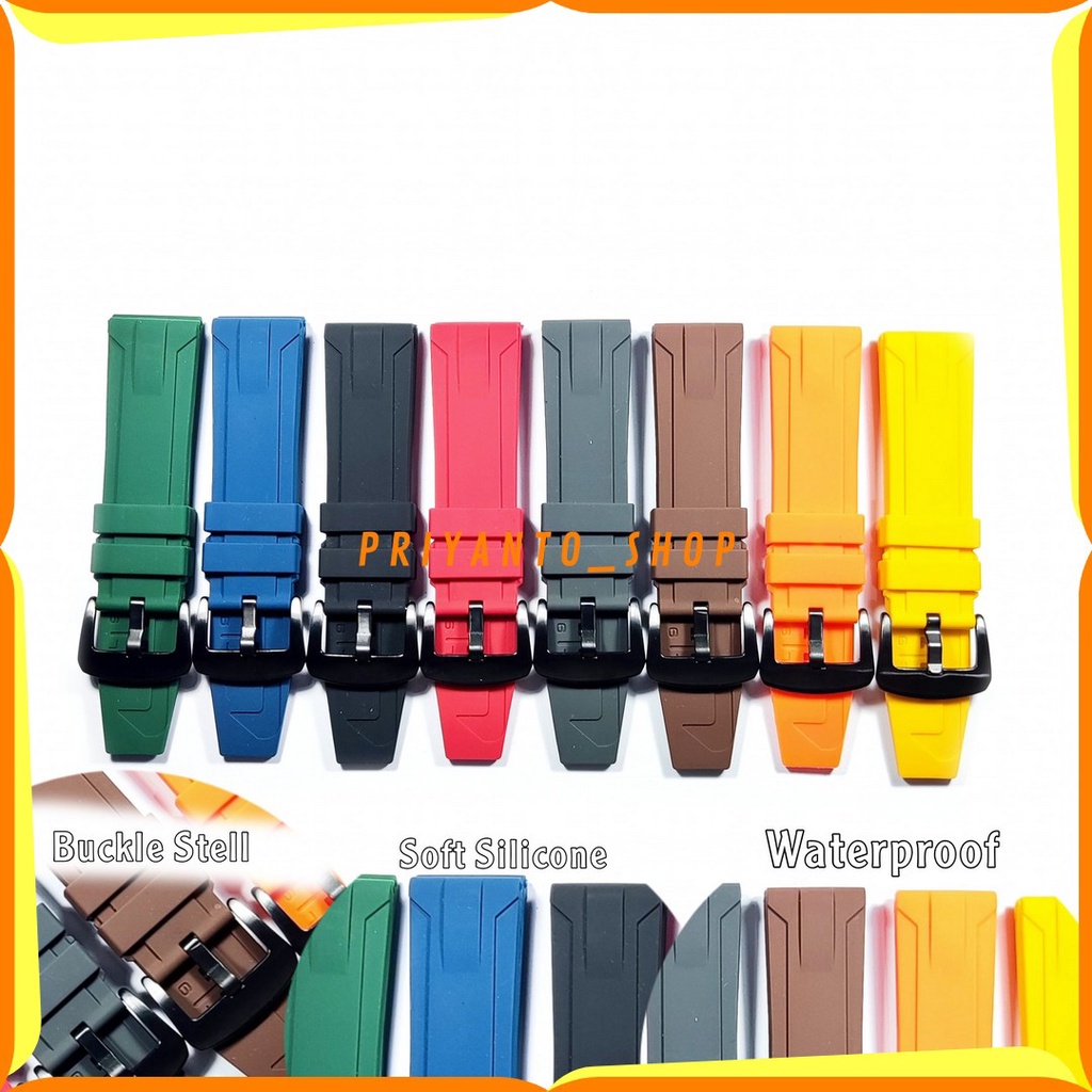 Tali Karet jam tangan 24mm Rubber Strap Import Original Waterproof