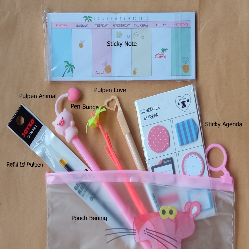 

PAKET ALAT TULIS DAILY PLANNER 7IN1 / DAILY SCHEDULE / ALAT TULIS SET / STATIONERY SET /POUCH BENING