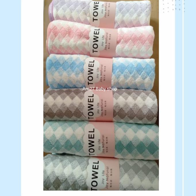 Handuk Mandi Dewasa Merk Towel Joylife Motif Kotak Uk.70*140Cm - Salem, Kecil 50*100Cm