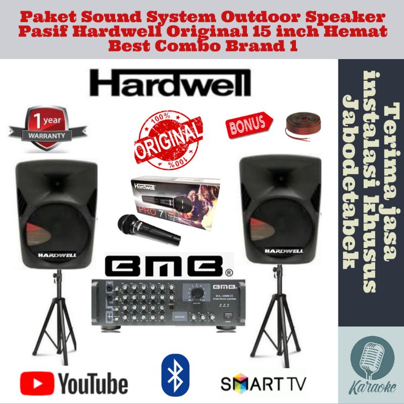 Paket Sound System Hardwell Original Speaker Pasif 15 inch Amplifier BMB