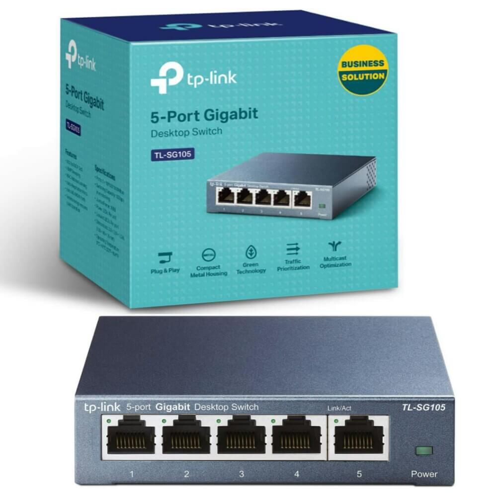 TPLINK TL-SG105 ,5-Port 10/100/1000Mbps Desktop Switch Metal Case TP-Link