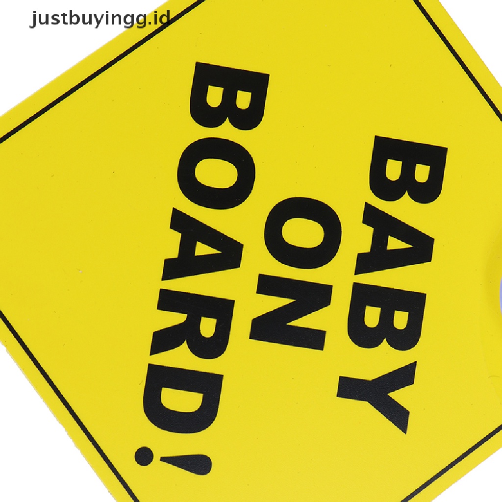 Justbuyingg.Id Stiker Peringatan Baby On Board Reflektif 12cm Warna Kuning Dengan Suction Cup Untuk Jendela Mobil