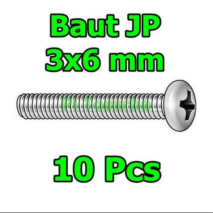 Baut Ulir Kepala Tipe JP 3x6 mm per 10pcs