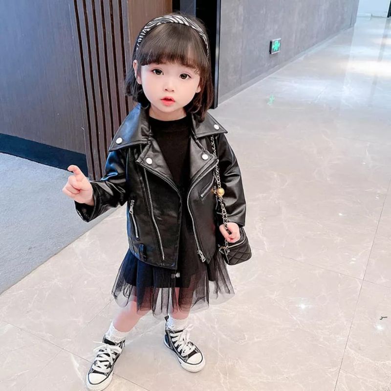 JAKET KULIT ANAK WANITA MODEL RAMONES KUALITAS PREMIUM BEST SELLER