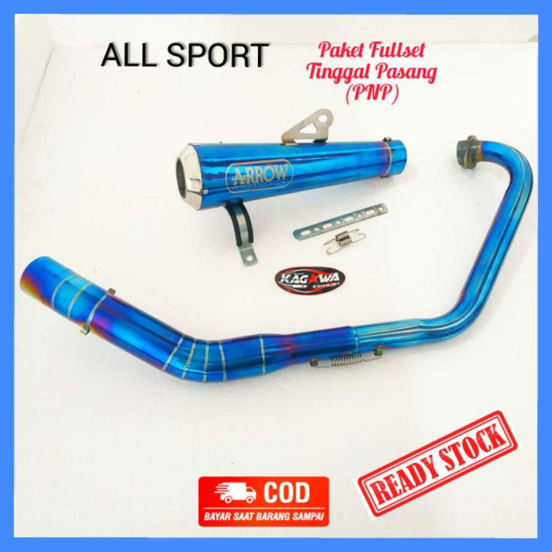 Knalpot Arrow Full Blue Pro Race Cbr 150r Cb 150r R15 Gsx150r Satria Fu Vixion Sonic Tiger Byson