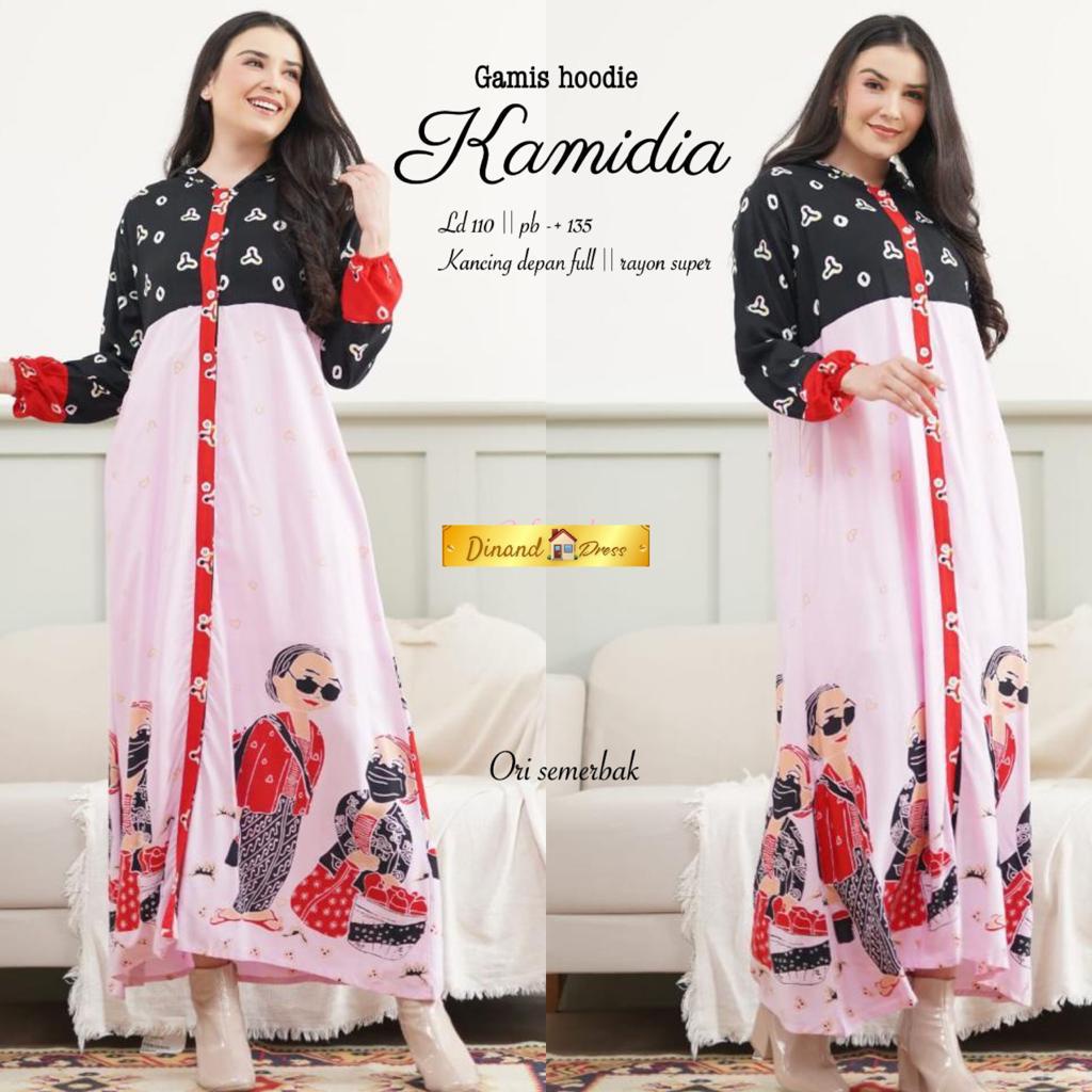 Gamis hoodie kamidia trendy batik modern gamis wanita hoodie