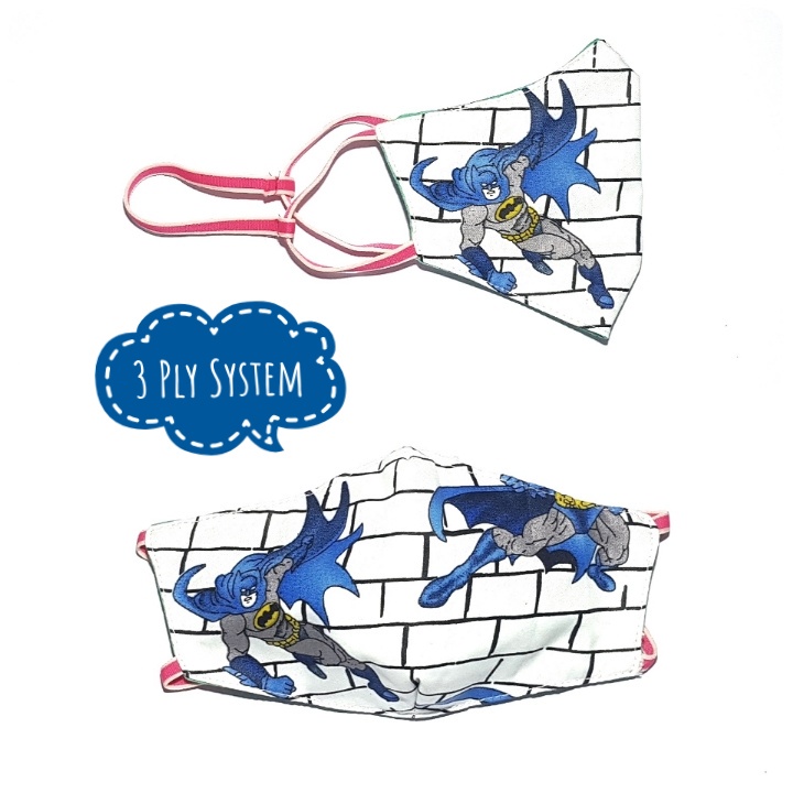 MASKER ANAK KARAKTER SUPERHERO MODEL DUCKBILL KAIN WAJAH PEREMPUAN LAKI LAKI COWOK BAHAN POLOS HIJAB