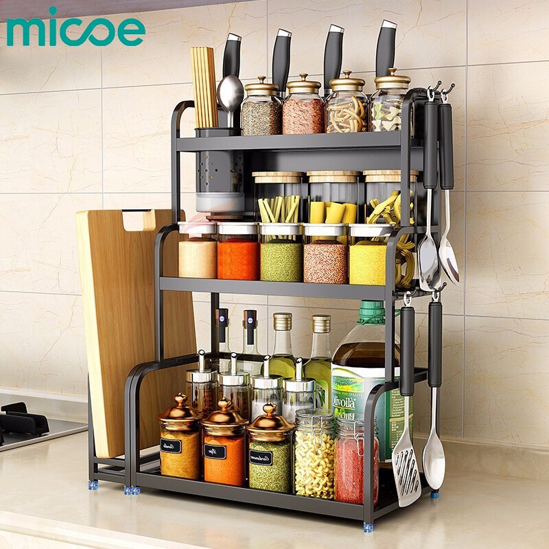 MICOE rak dapur stainless steel 3 tingkat rak bumbu rak 