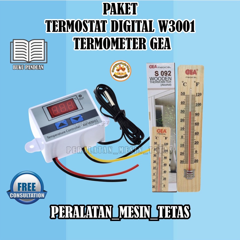 Paket Alat Mesin Tetas W3001&amp; Thermometer Kayu GEA