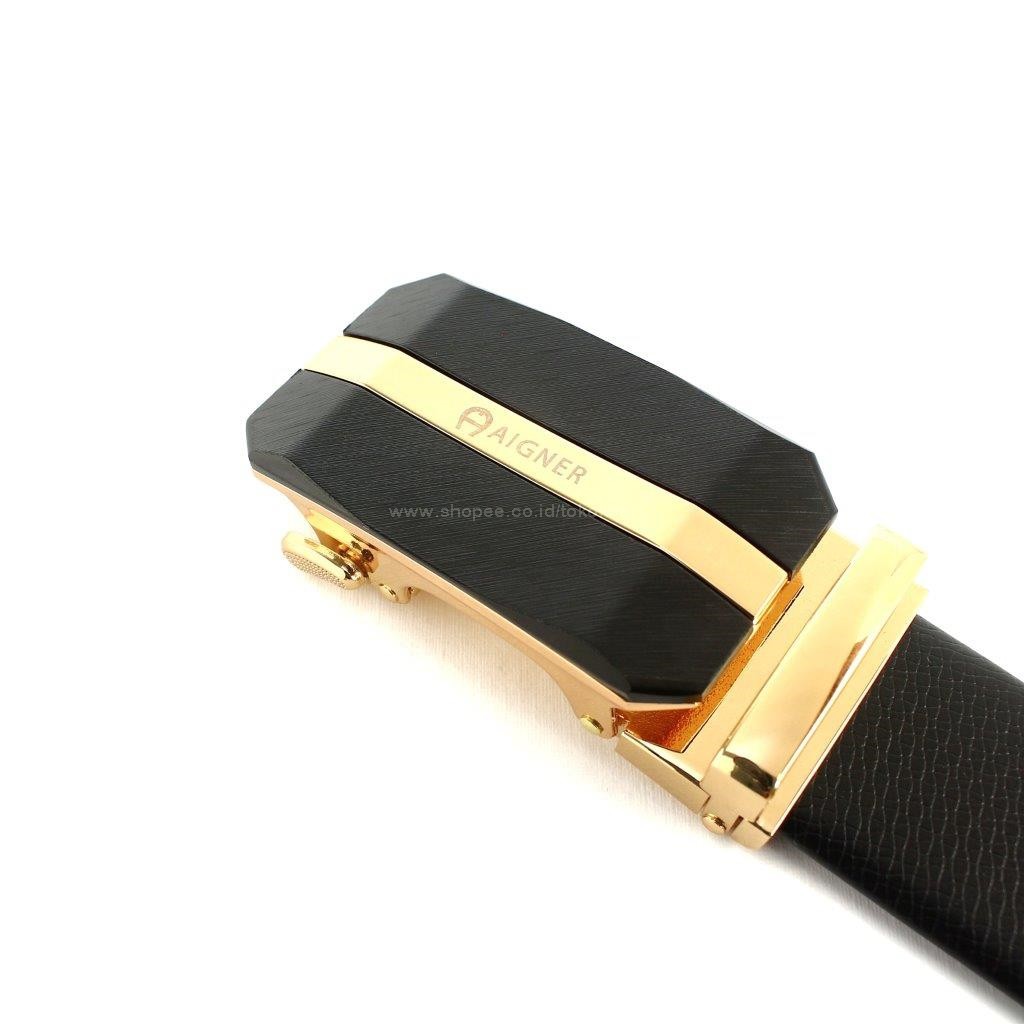 TOKOKOE - Gesper Ikat Pinggang Pria model Rel Big Size Kulit - AIG J77 Hitam