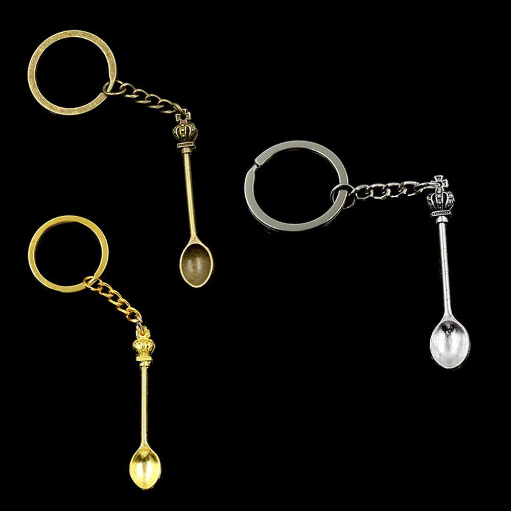 Agustinina Sendok Gantungan Kunci Natal 57x9mm Liontin Ornamen Perhiasan Hadiah Handmade Craft Metal Key Chain