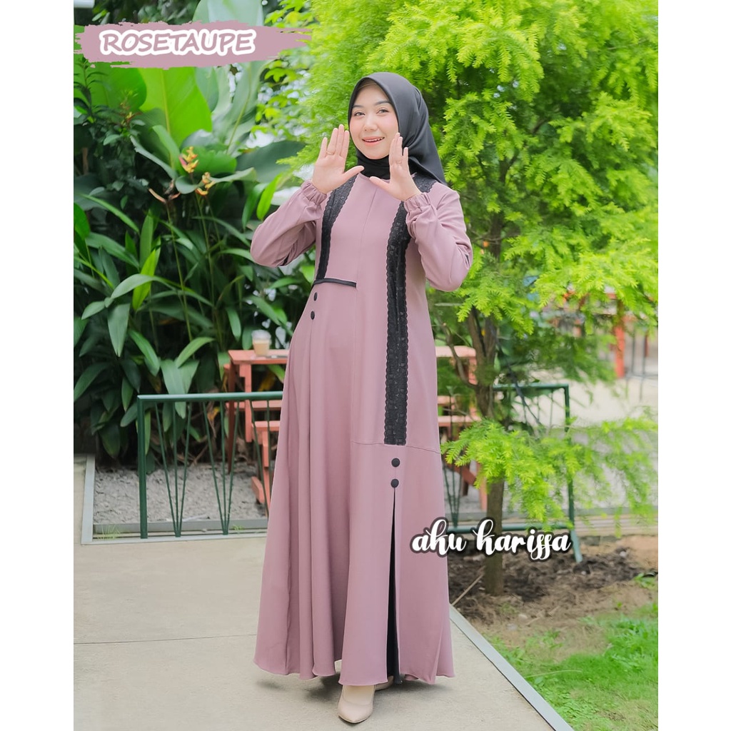 Shanza YUFA aku karissa renda dress itycrepe gamis wanita kekinian original