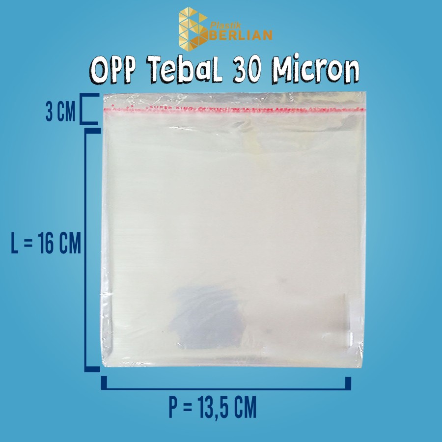 

13,5 X 16 cm Plastik OPP TEBAL 30 MICRON (100 lbr)