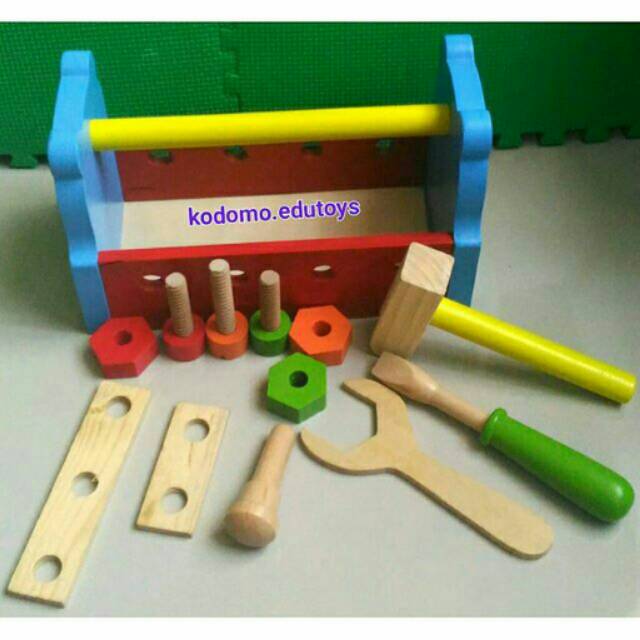 Mainan Kayu Anak Alat Pertukangan, Toolbar set