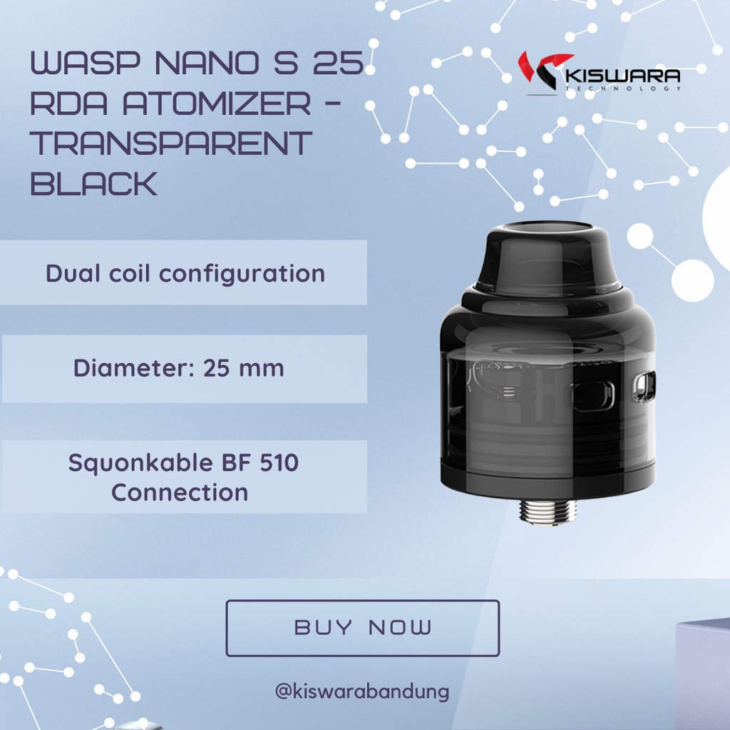 WASP Nano S 25 RDA Atomizer - TRANSPARENT BLACK [Authentic]