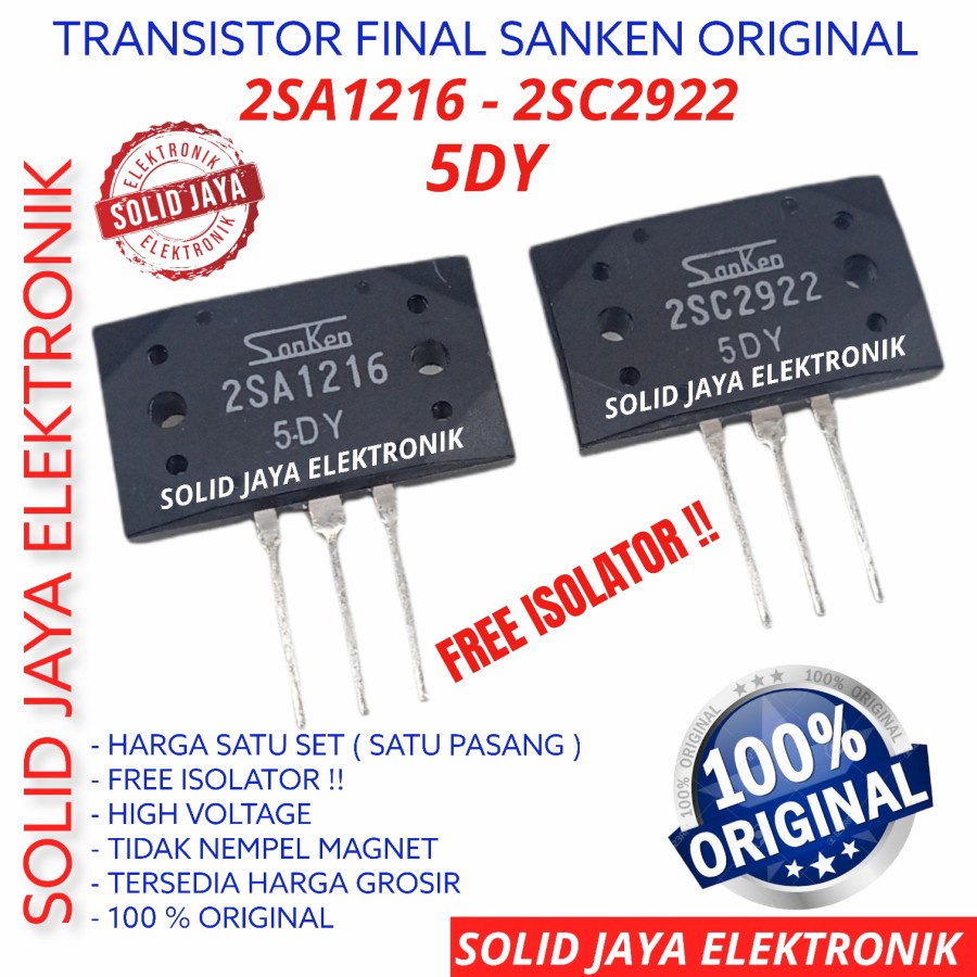 TR FINAL SANKEN 5DY 2SA1216 2SC2922 ASLI ORI TRANSISTOR 2SA 1216 2SC 2922 A1216 C2922 5 DY ORIGINAL