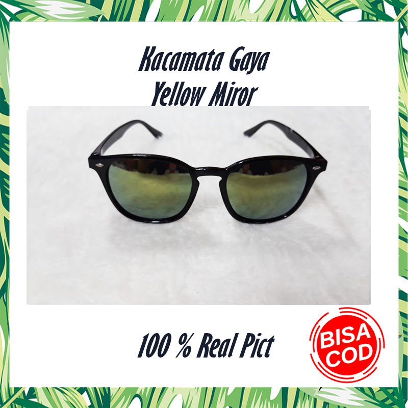 Kacamata Pria &amp; Wanita Glasses UV Protector Kekinian  Anti silau - YELLOW MIRROR