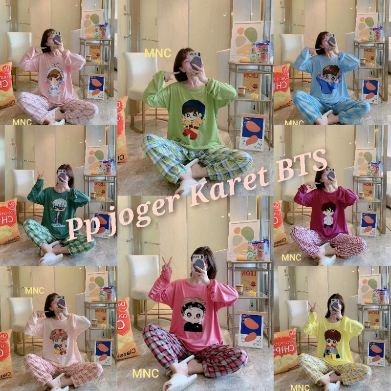 RULIF Piyama pp baju tidur wanita import spandek karet jogger