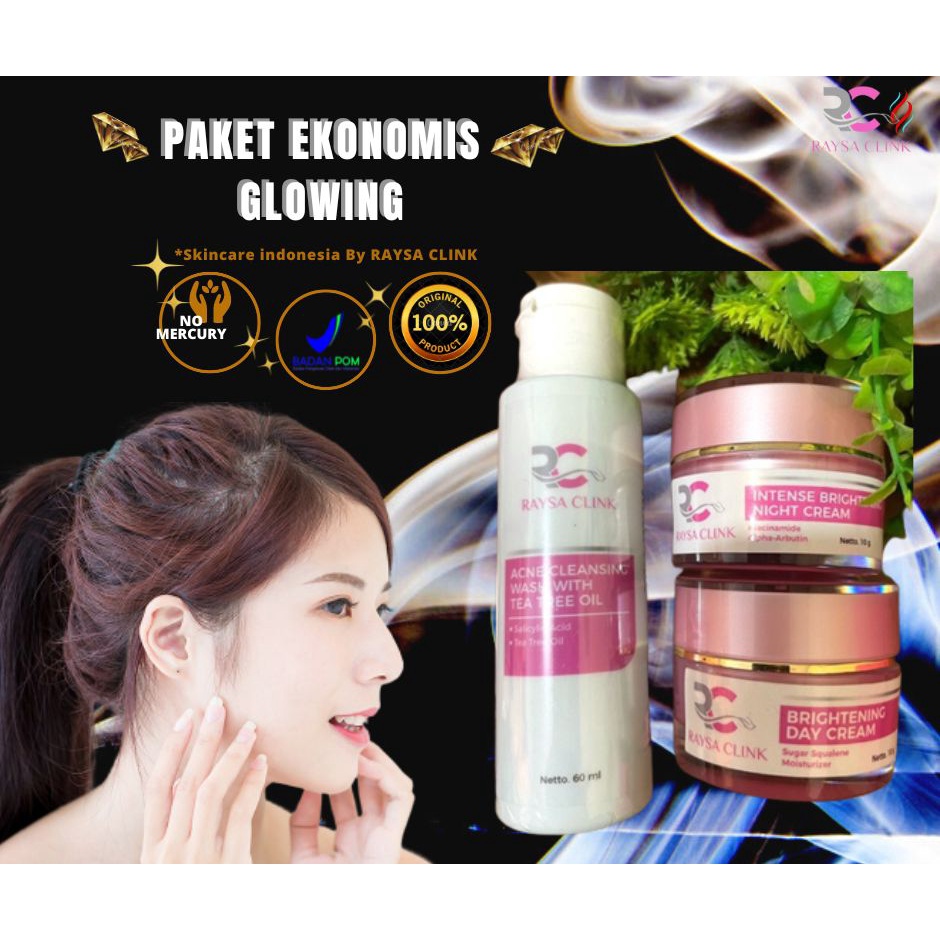 Raysa Clink Paket Skincare EKONOMIS Whitening Cream Wajah Glowing Bpom
