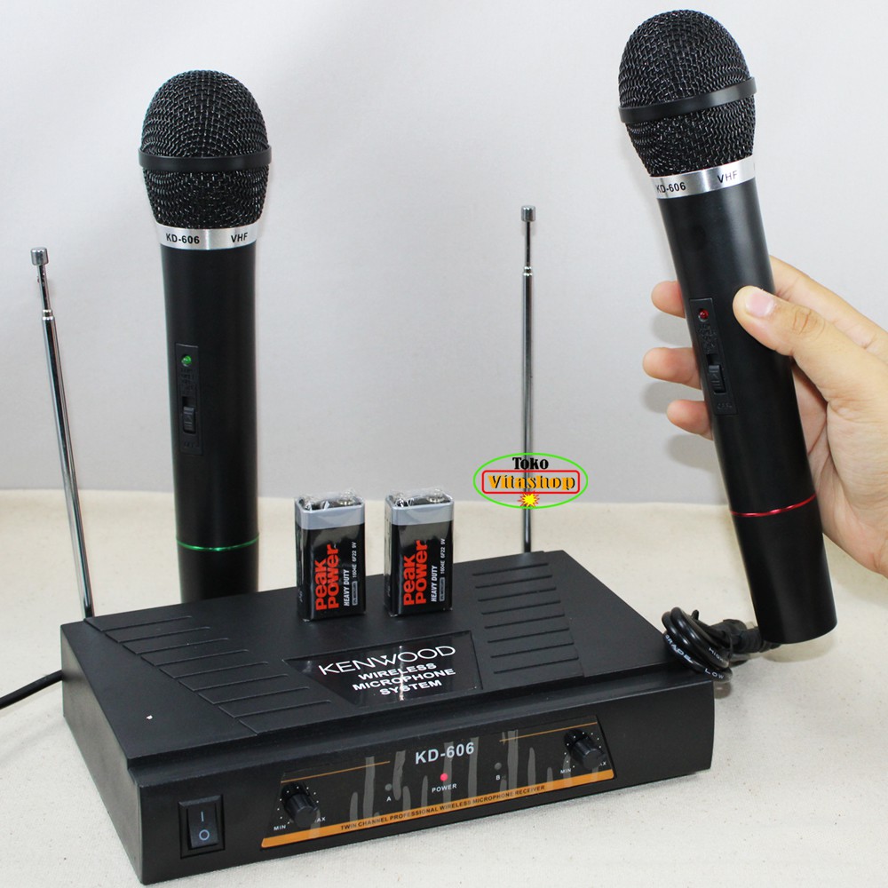 Microphone Wireless Double  Mic Kenwood KD-606 Microphone / Mikropon Tanpa Kabel
