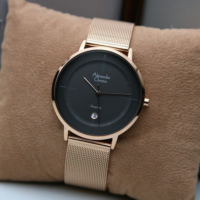 JAM TANGAN PRIA ALEXANDRE CHRISTIE AC 8627 AC8627 ROSEGOLD BLACK ORI
