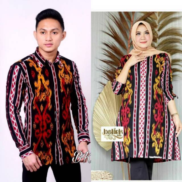 Couple kemeja dan tunic motif songket indonesia
